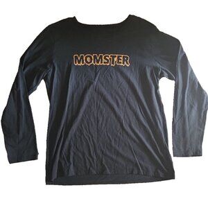 Size Large Momster Black Tee T Shirt Funny Halloween Gift  Mom Life Fall